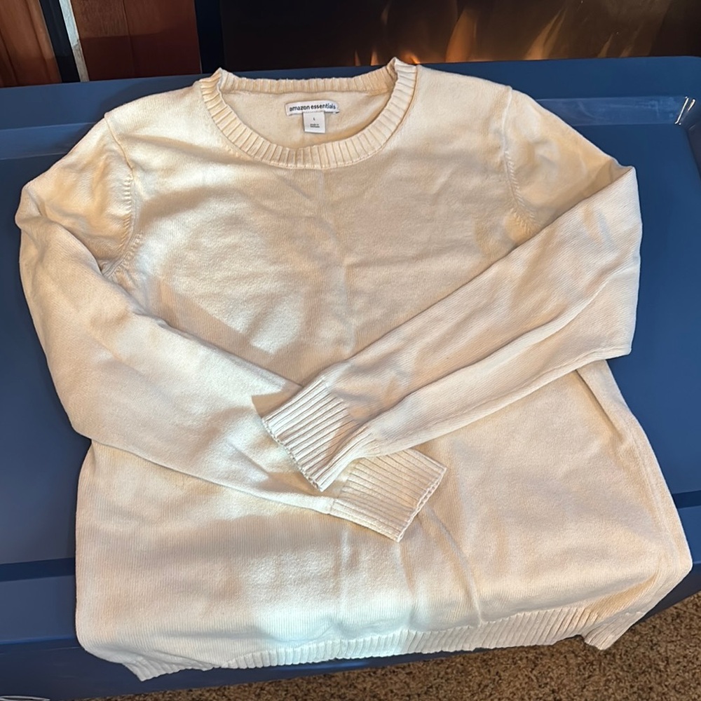 Oatmeal Crew Neck Sweatshirt with Ribbed Cuffs